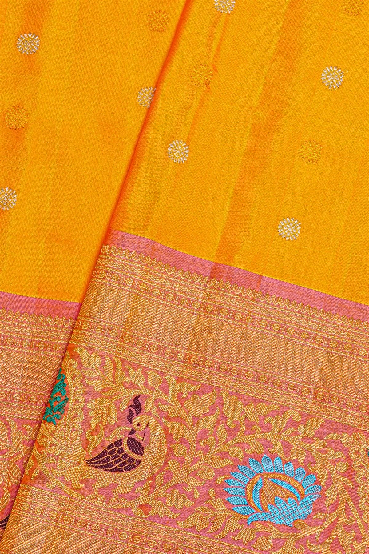 Gadwal Silk Mustard Saree