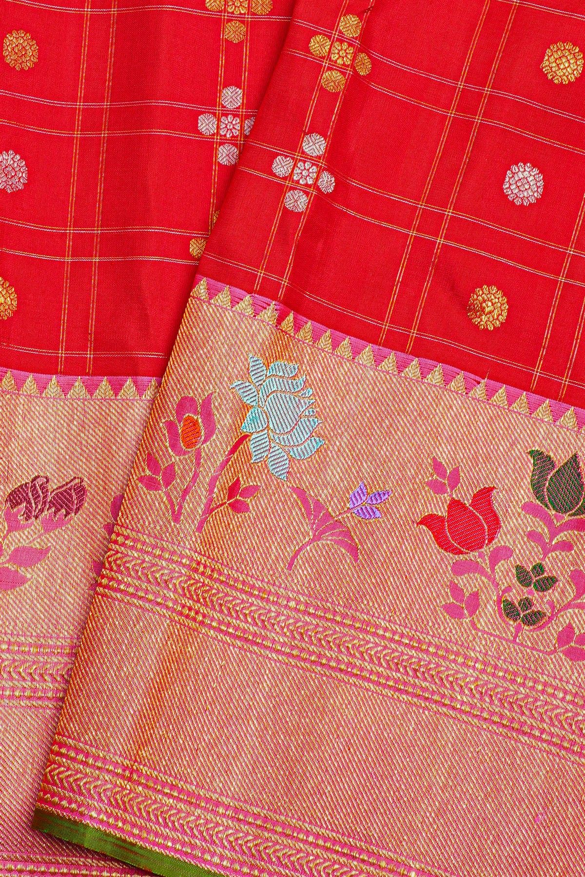 Gadwal Silk Red Saree