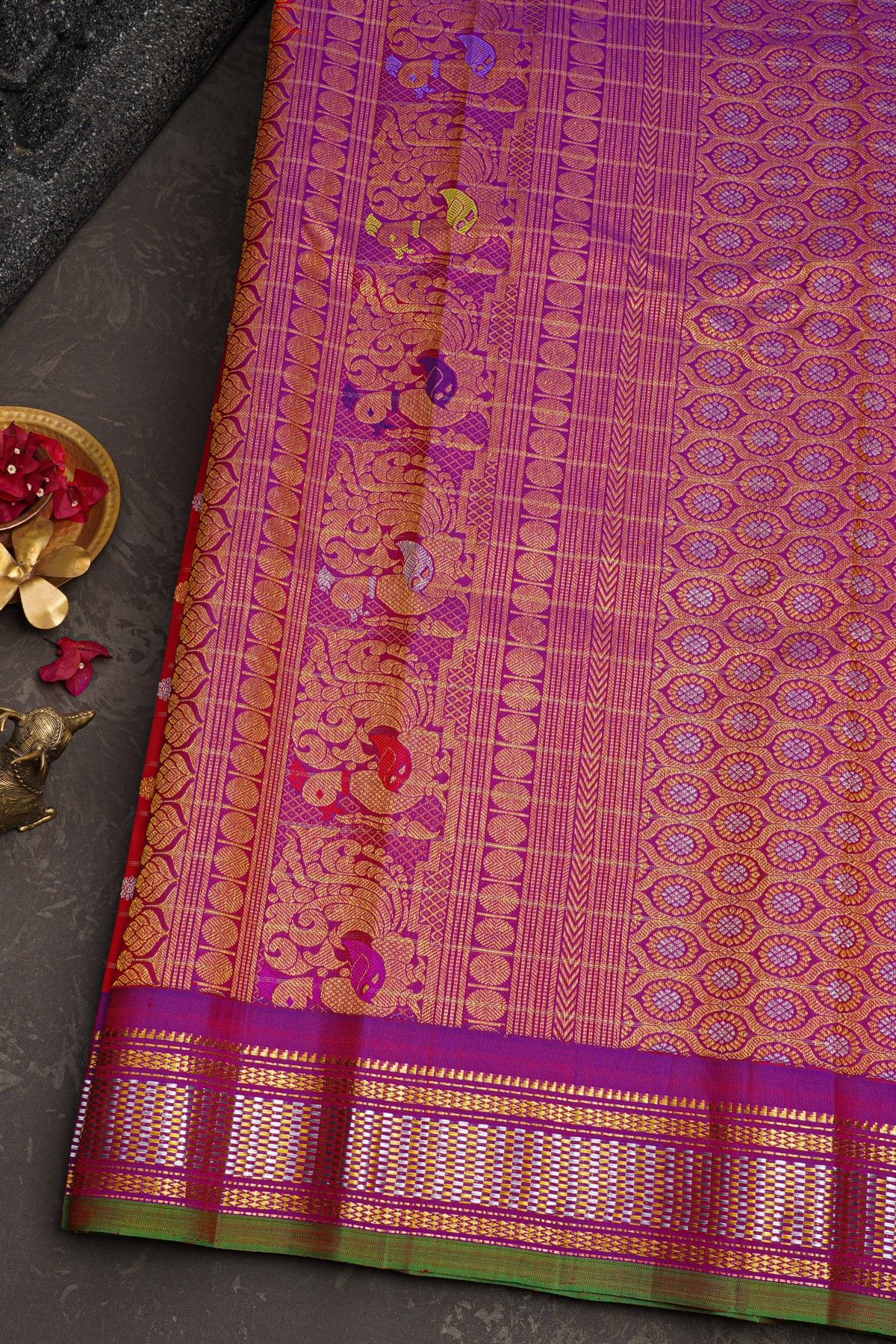 Gadwal Silk Red Saree