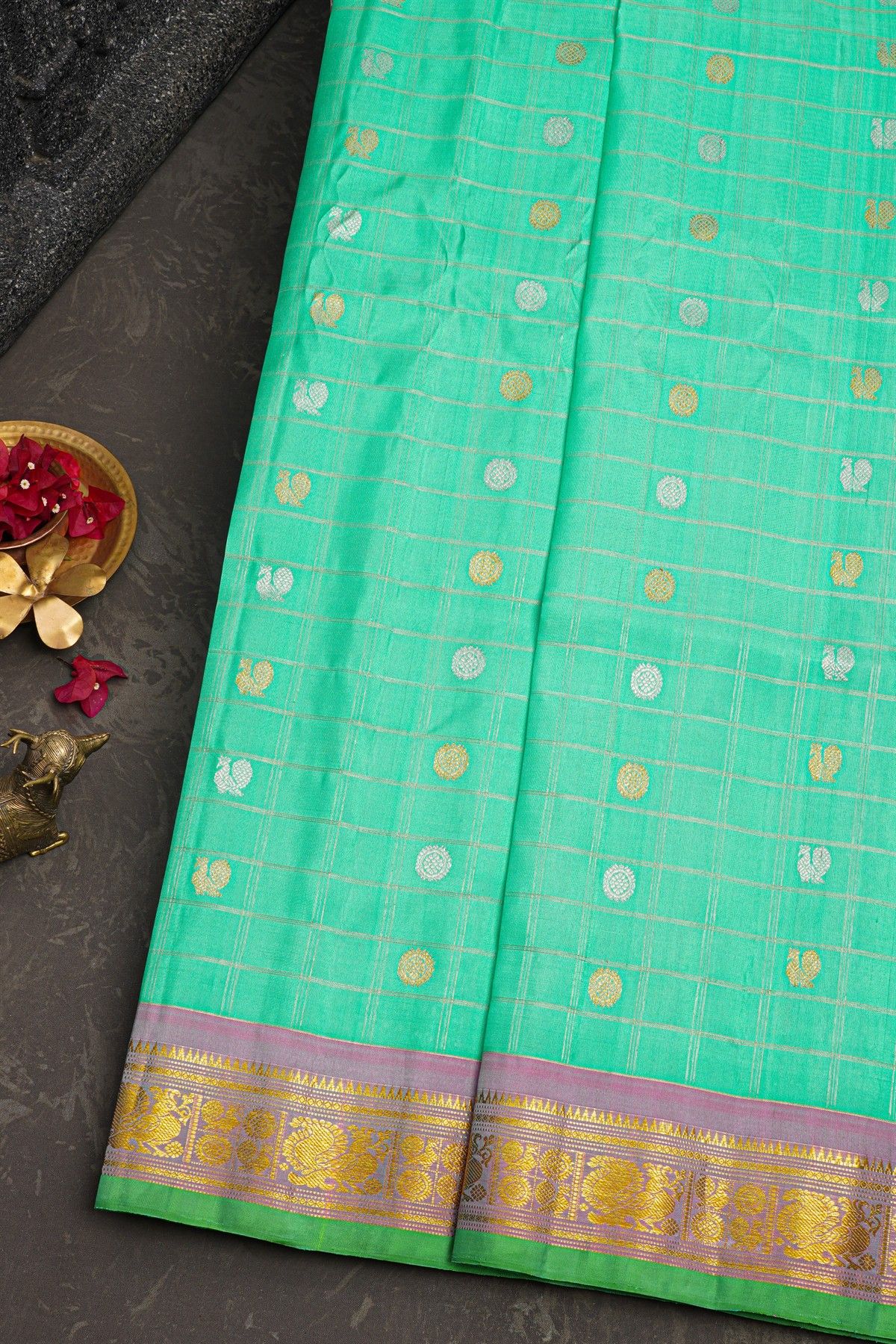 Gadwal Silk Sea Green Saree