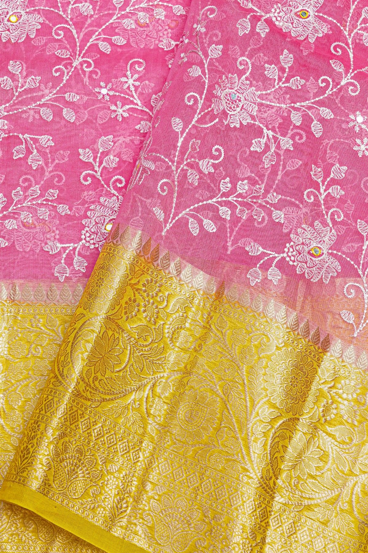 Fancy Organza Pink Saree