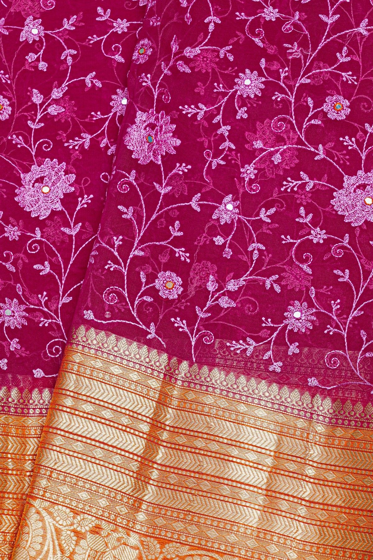 Fancy Organza Magenta Saree