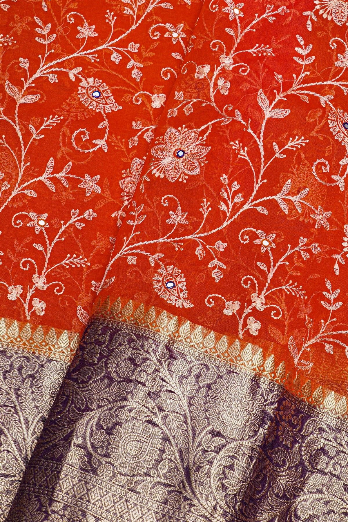 Fancy Organza Red Saree