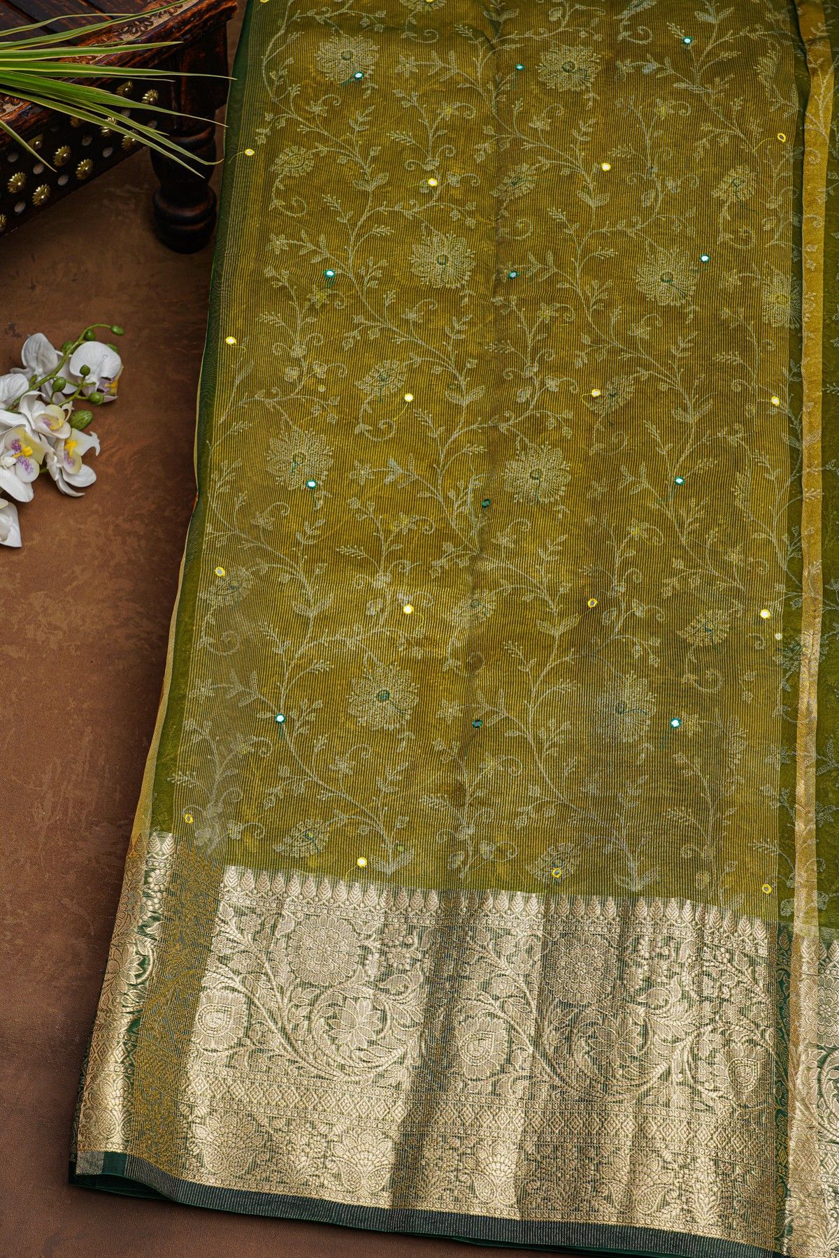 Fancy Organza Mustard Saree
