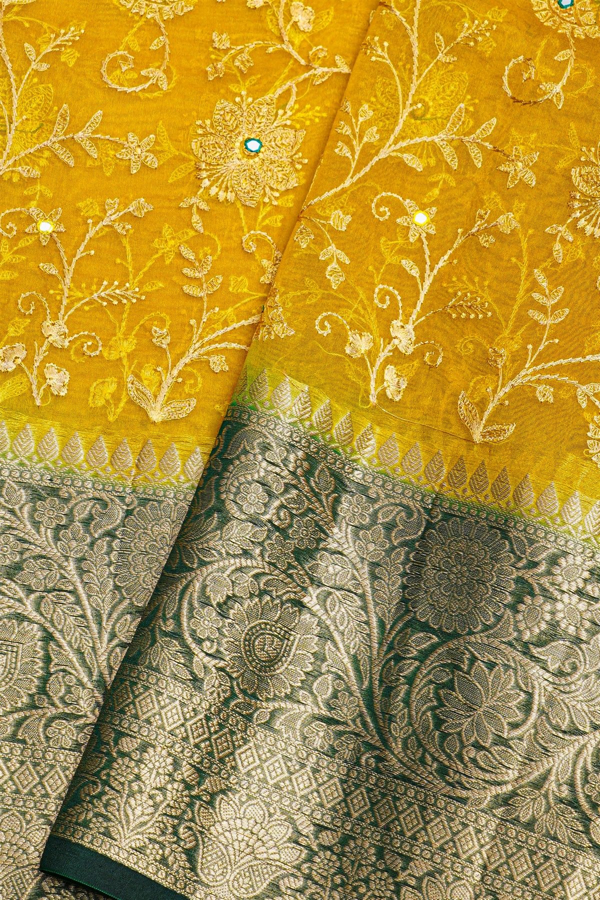 Fancy Organza Mustard Saree