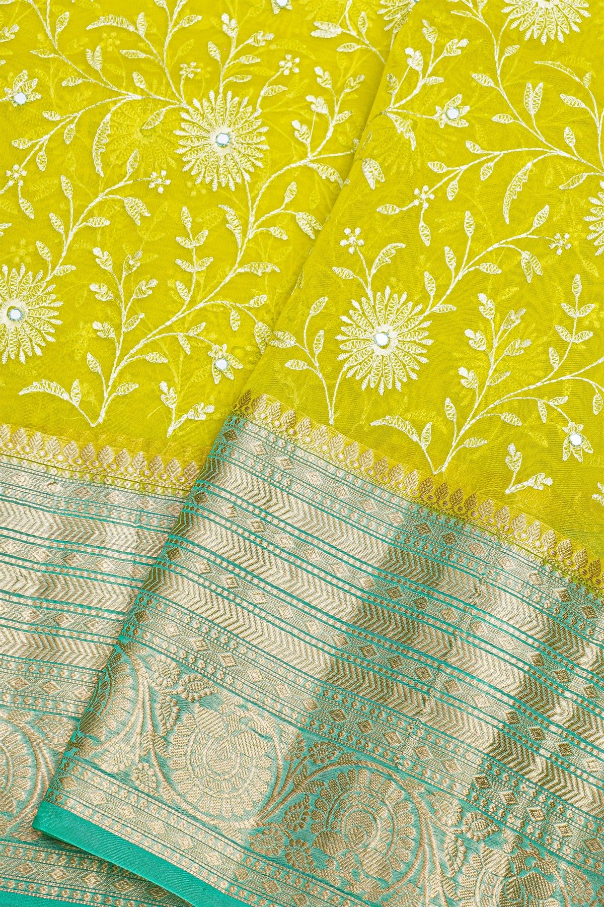 Fancy Organza Yellow Saree