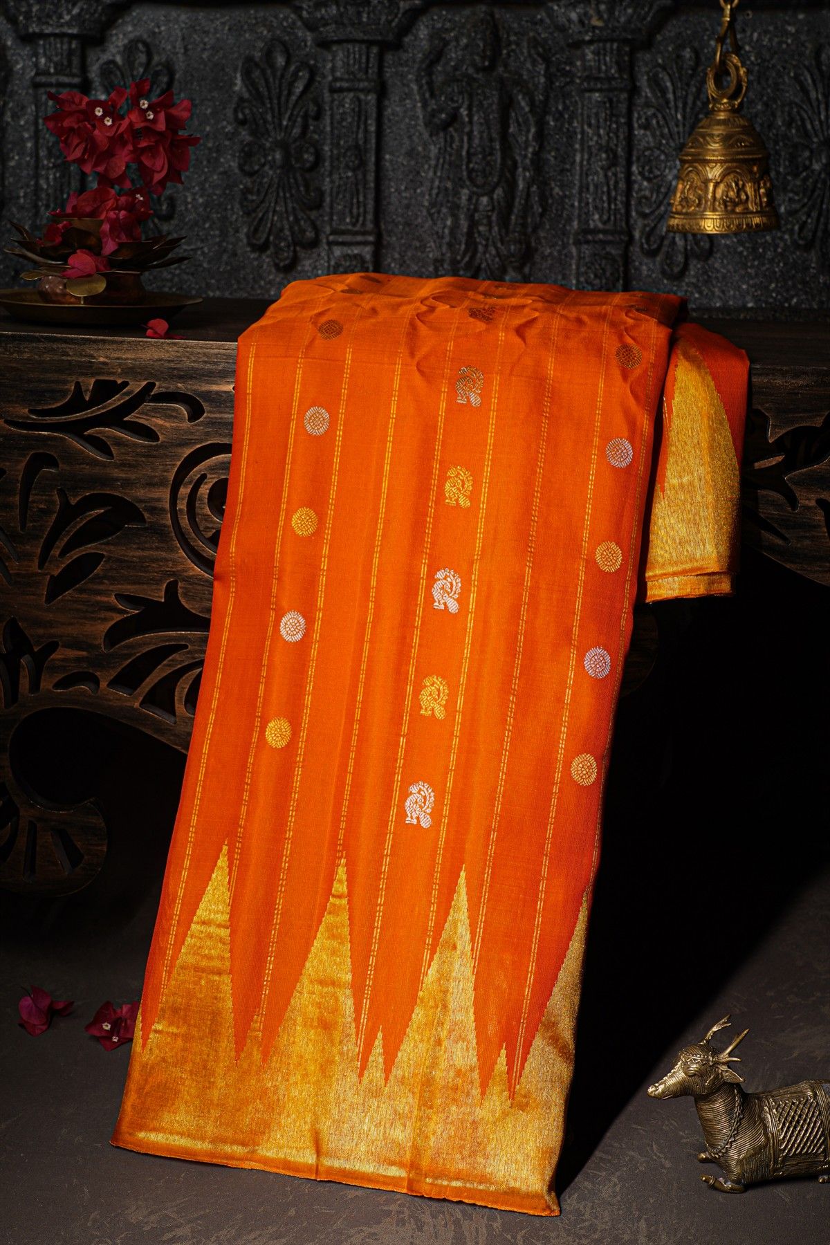 Gadwal Silk Orange Saree