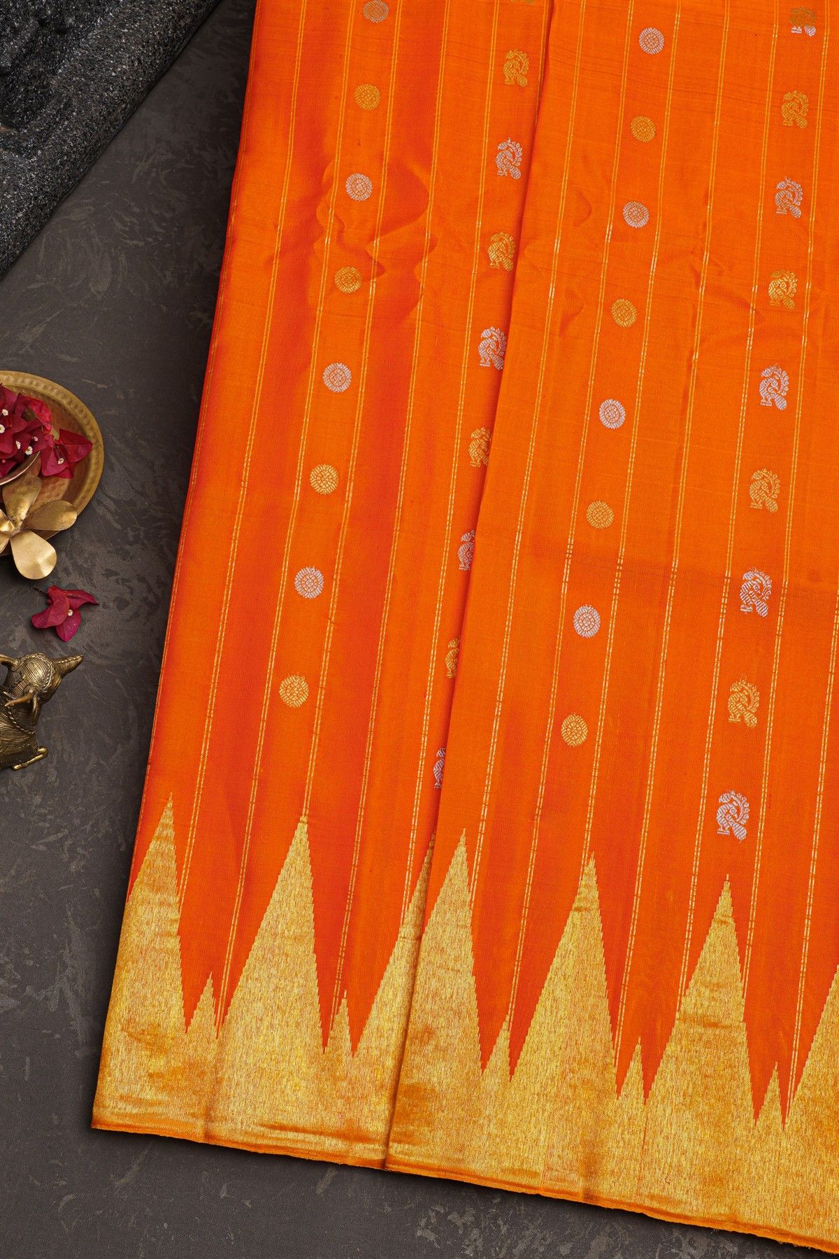 Gadwal Silk Orange Saree