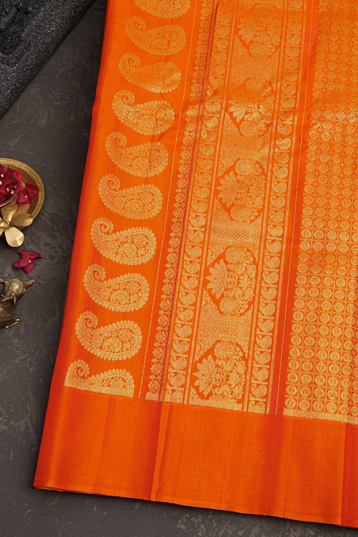 Gadwal Silk Orange Saree
