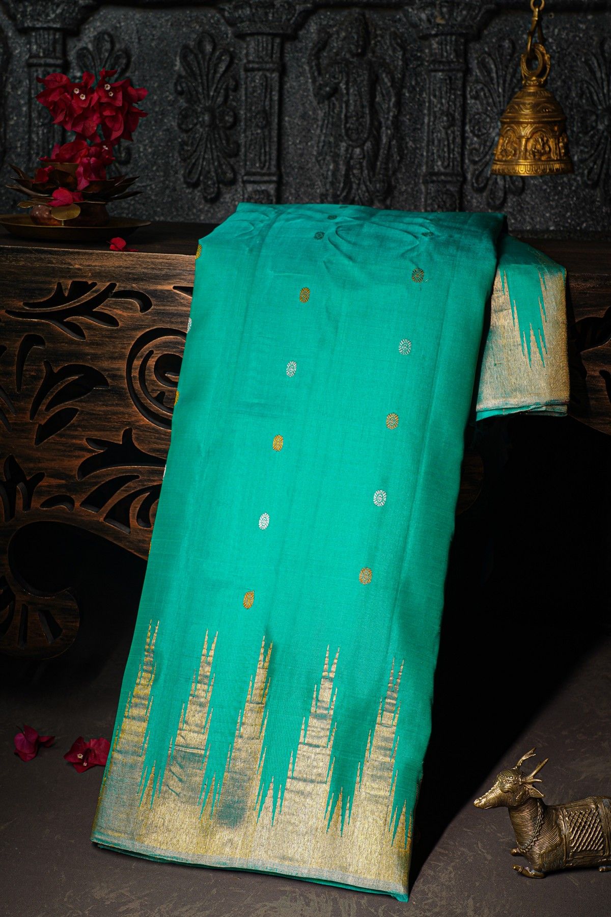 Gadwal Silk Sea Green Saree