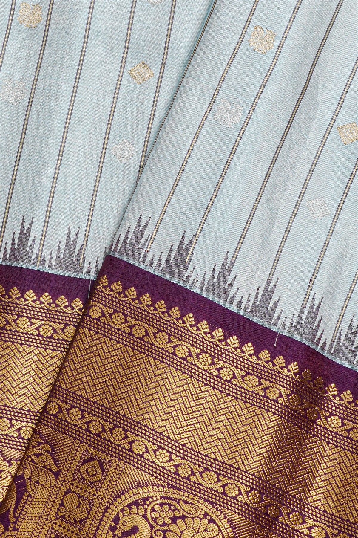 Gadwal Silk Sky Blue Saree