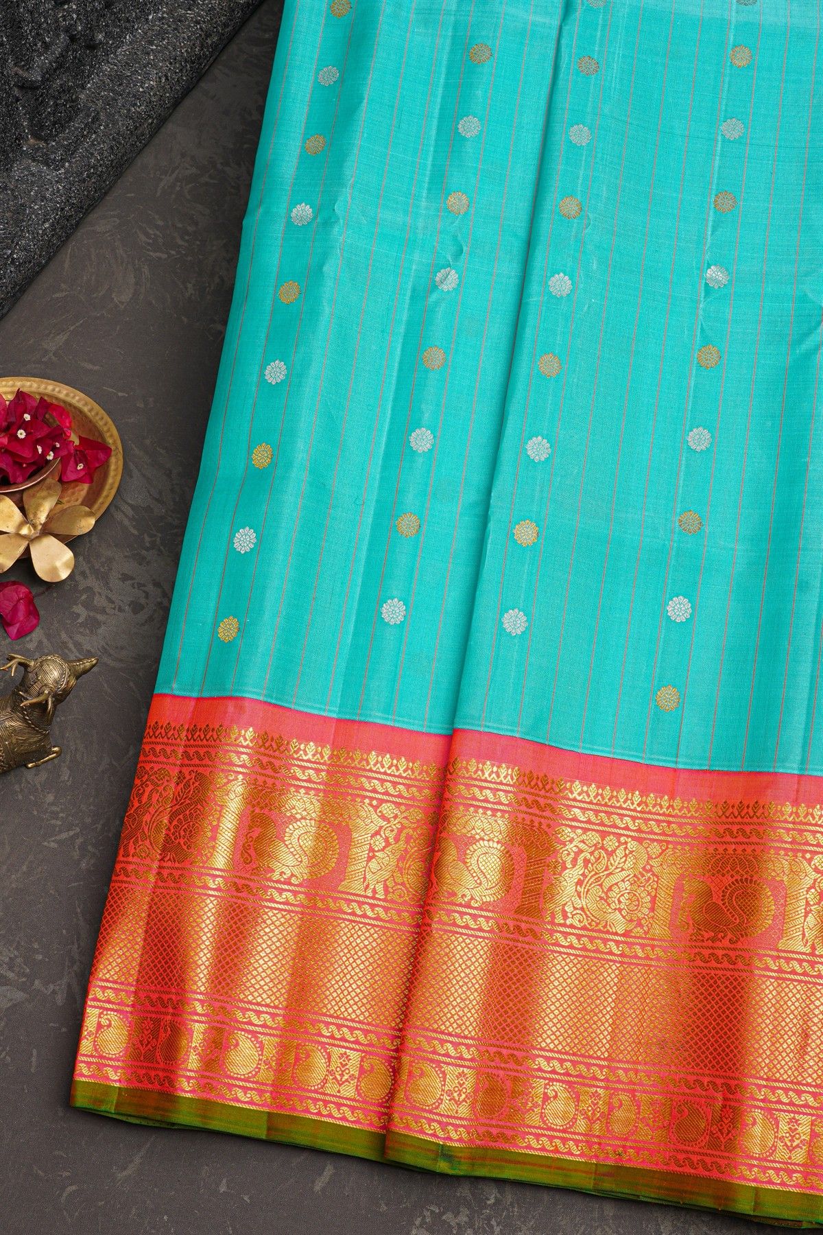 Gadwal Silk Sky Blue Saree