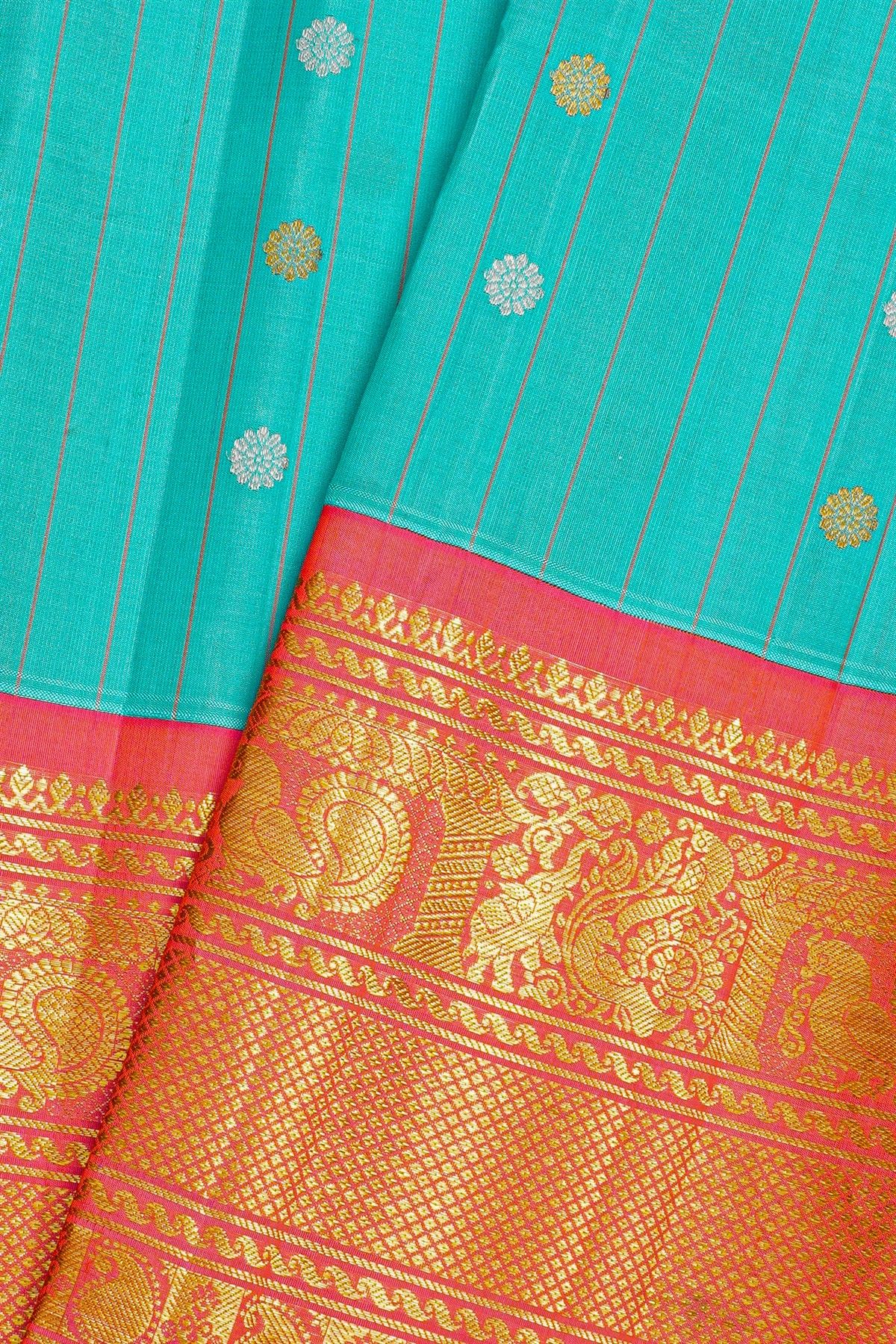 Gadwal Silk Sky Blue Saree