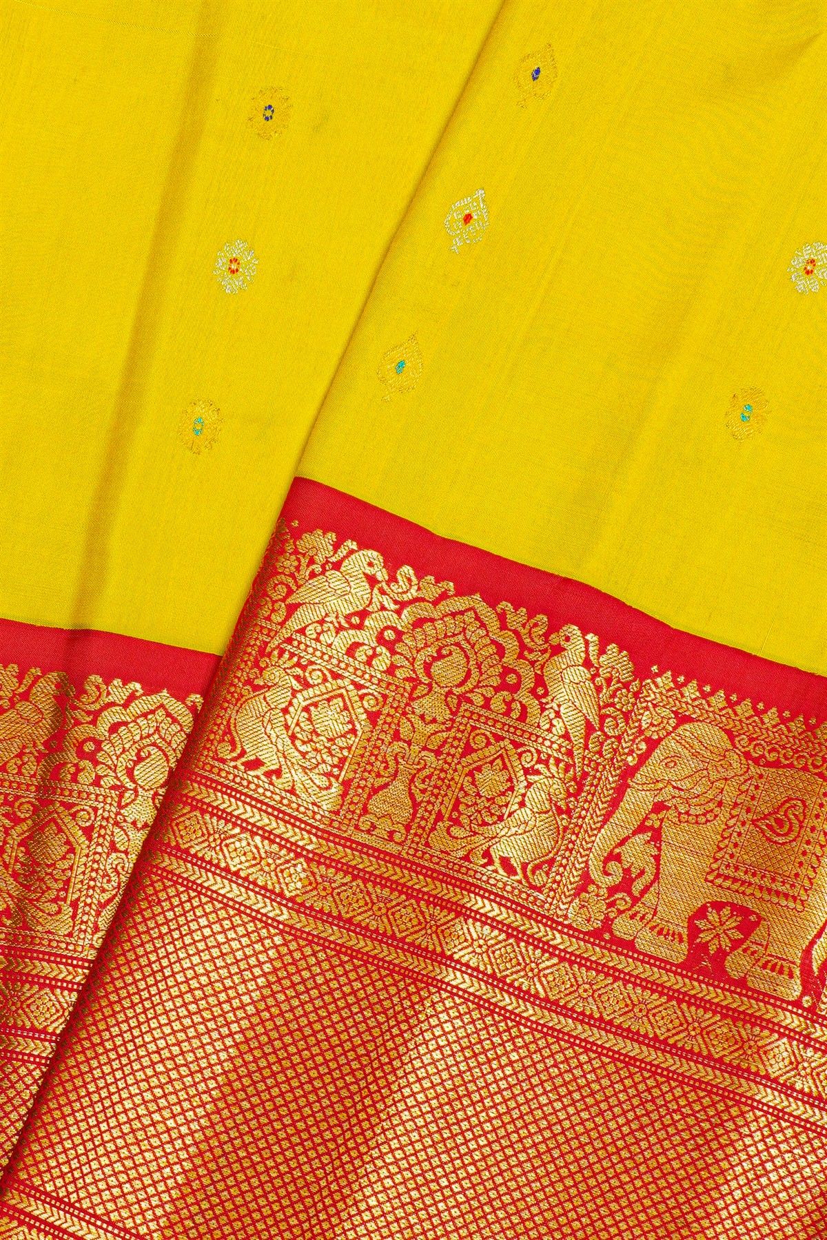 Gadwal Silk Yellow Saree