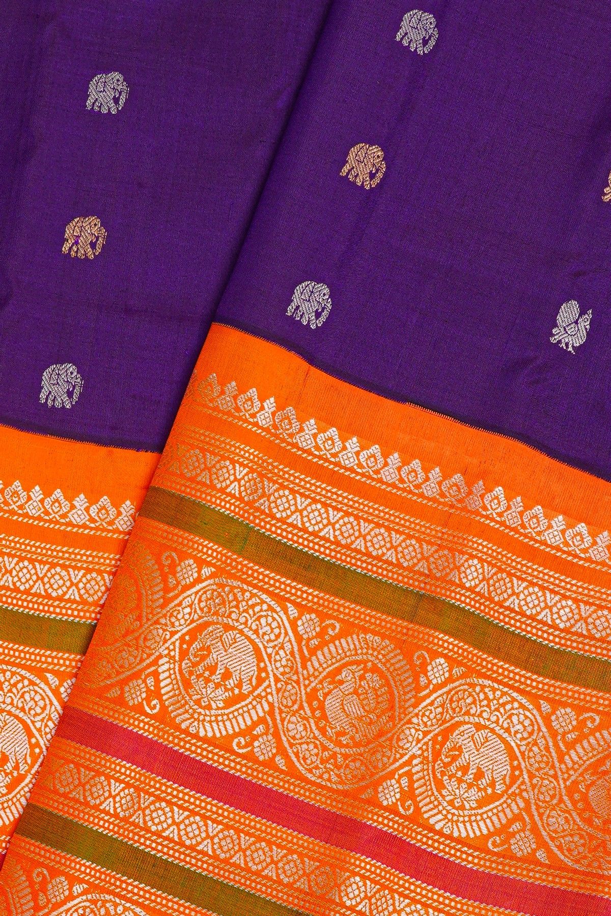 Gadwal Silk Navy Blue Saree