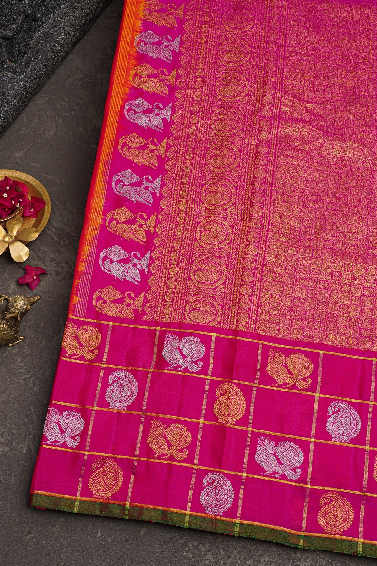 Gadwal Silk Orange Saree