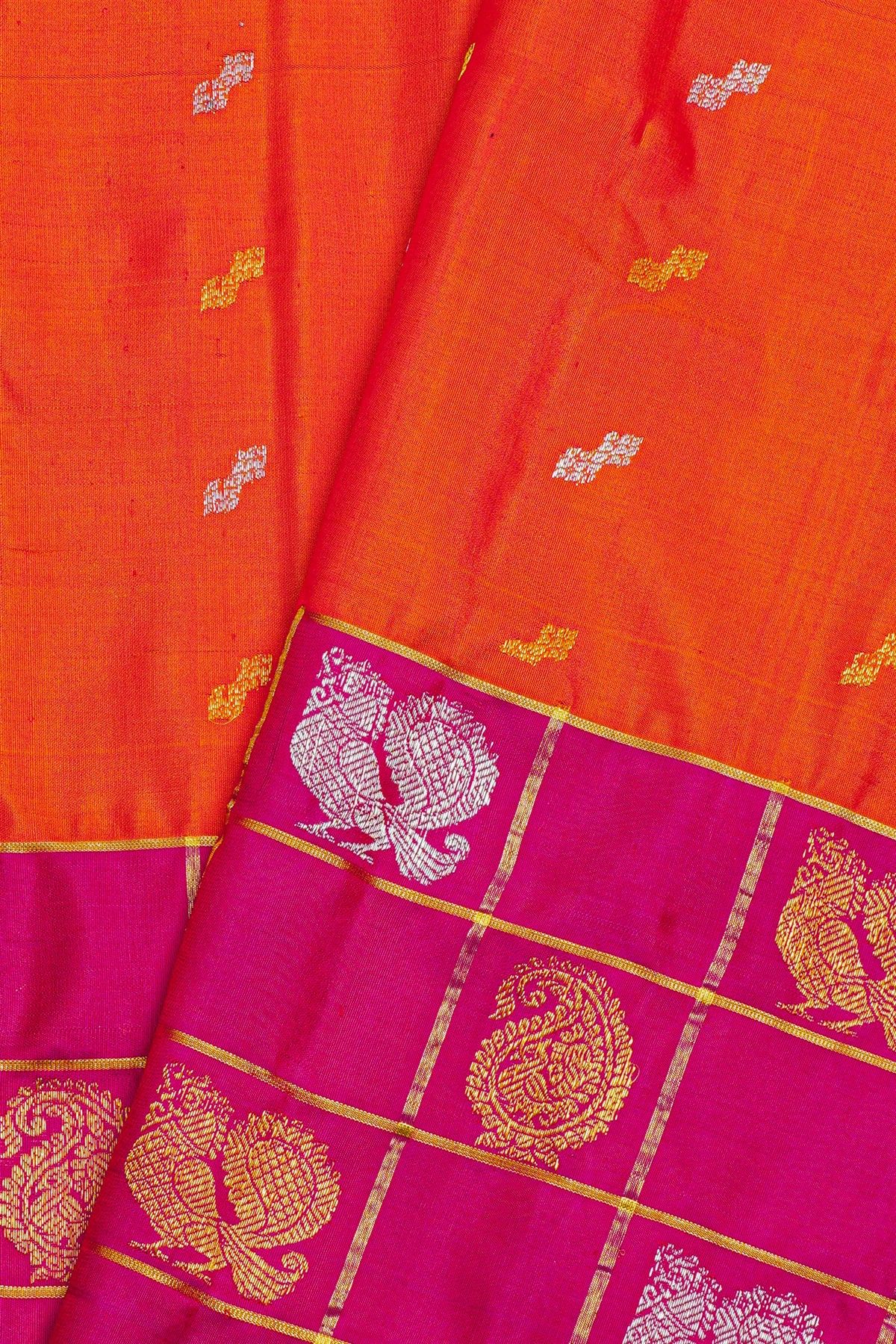 Gadwal Silk Orange Saree