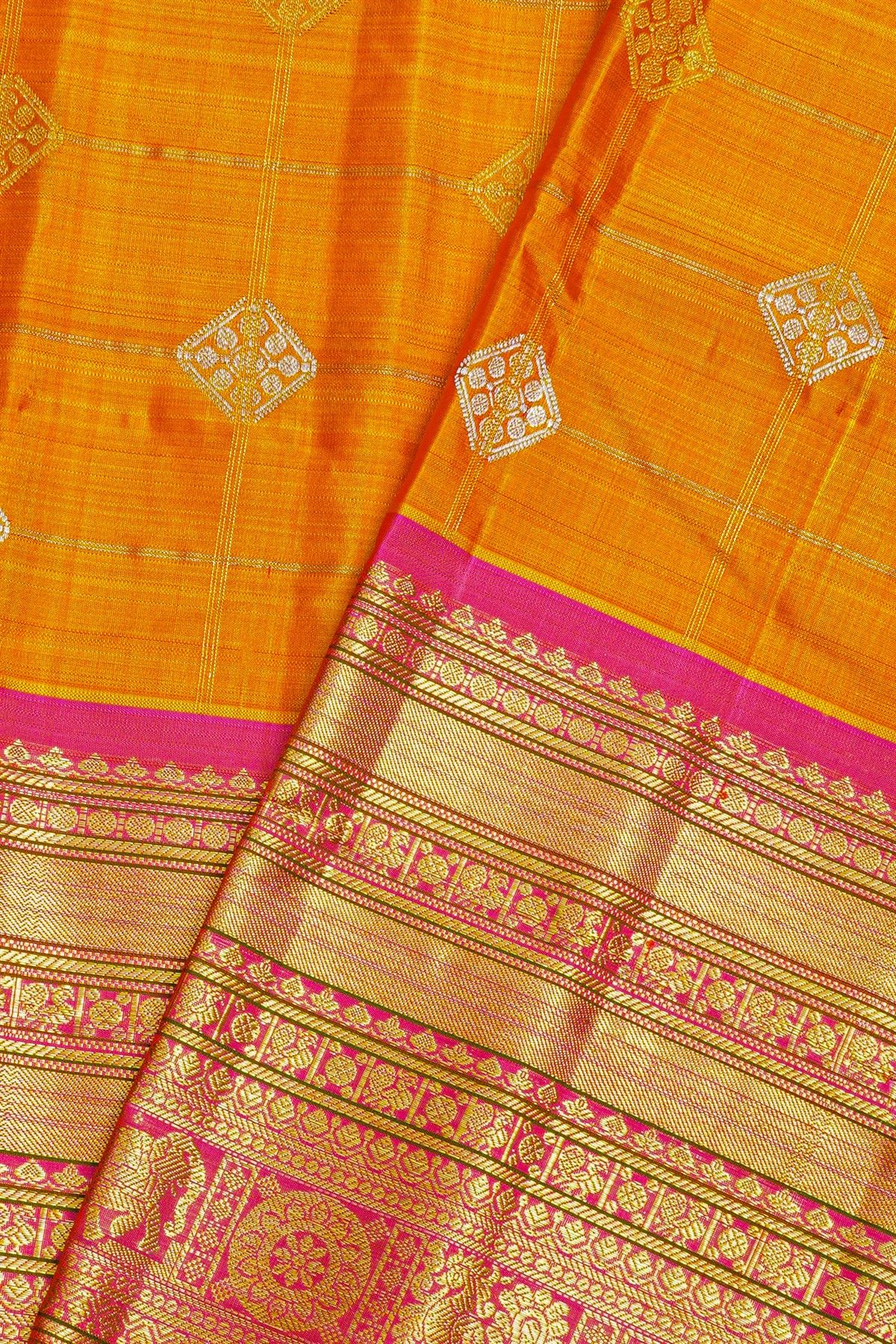 Gadwal Silk Orange Saree
