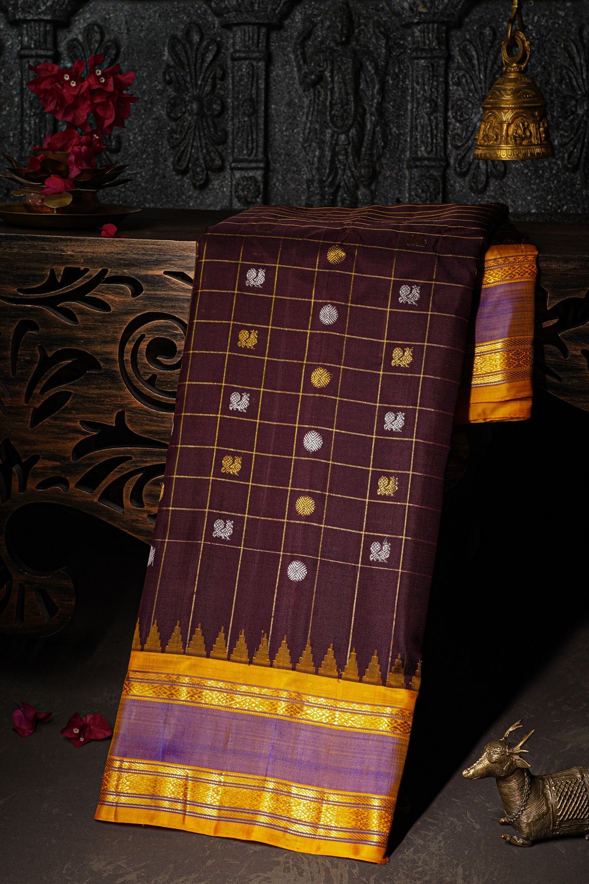 Gadwal Silk Dark Borwn Saree