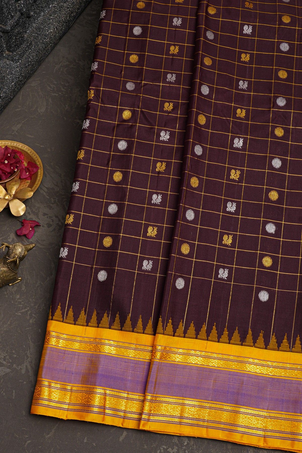 Gadwal Silk Dark Borwn Saree