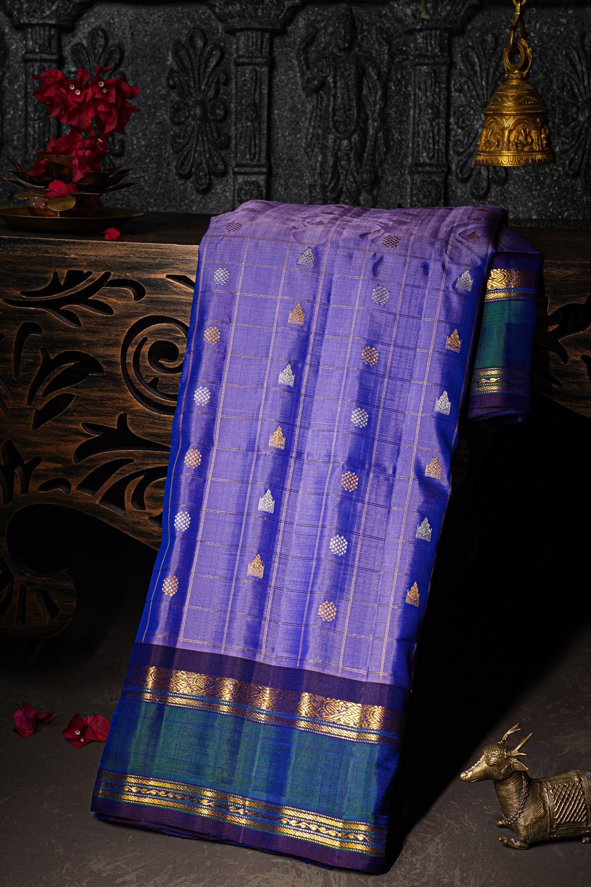Gadwal Silk Ice Blue Saree
