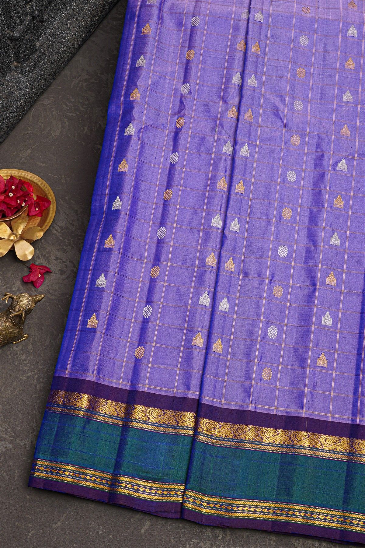 Gadwal Silk Ice Blue Saree