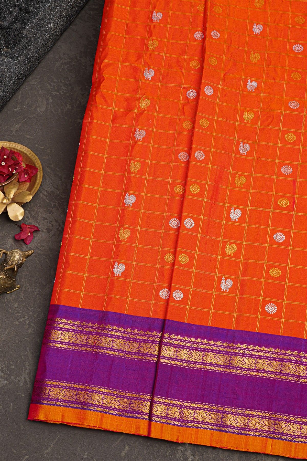 Gadwal Silk Orange Saree