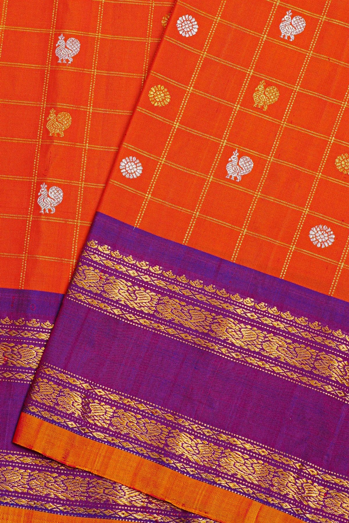 Gadwal Silk Orange Saree