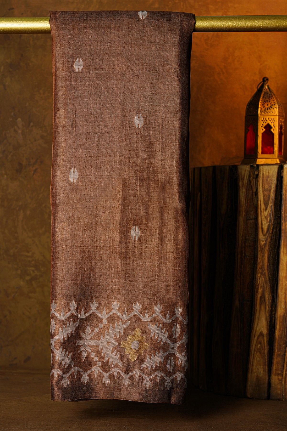 Fancy Tussar Brown Saree