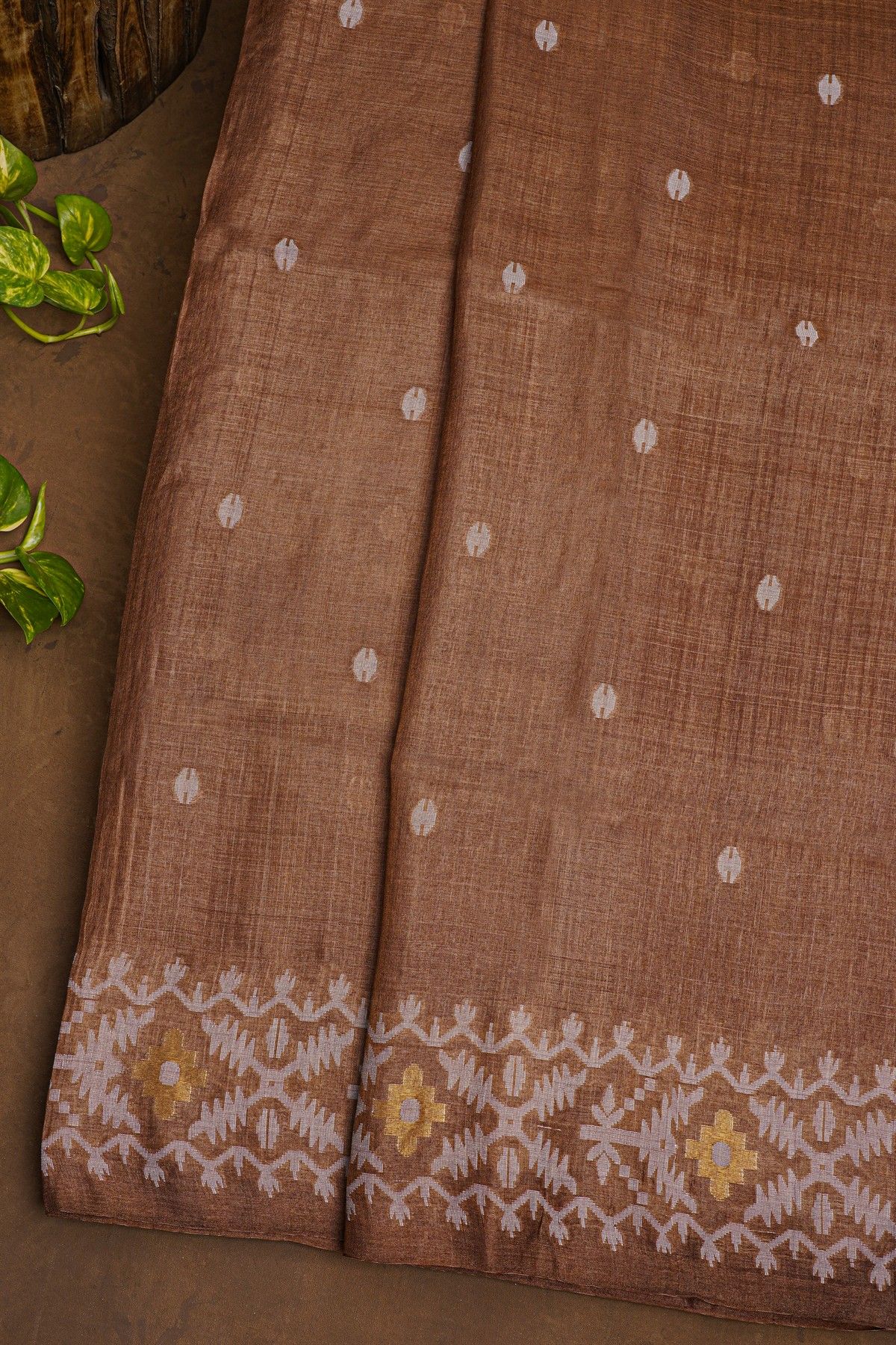 Fancy Tussar Brown Saree
