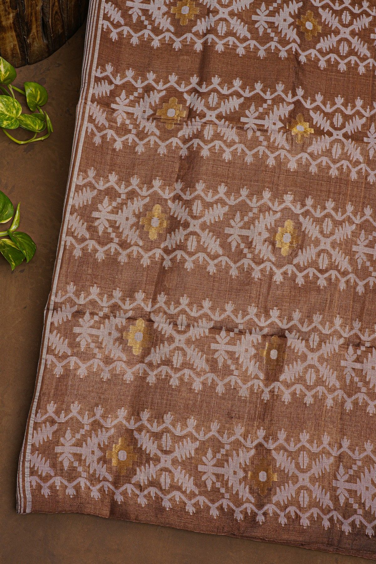 Fancy Tussar Brown Saree