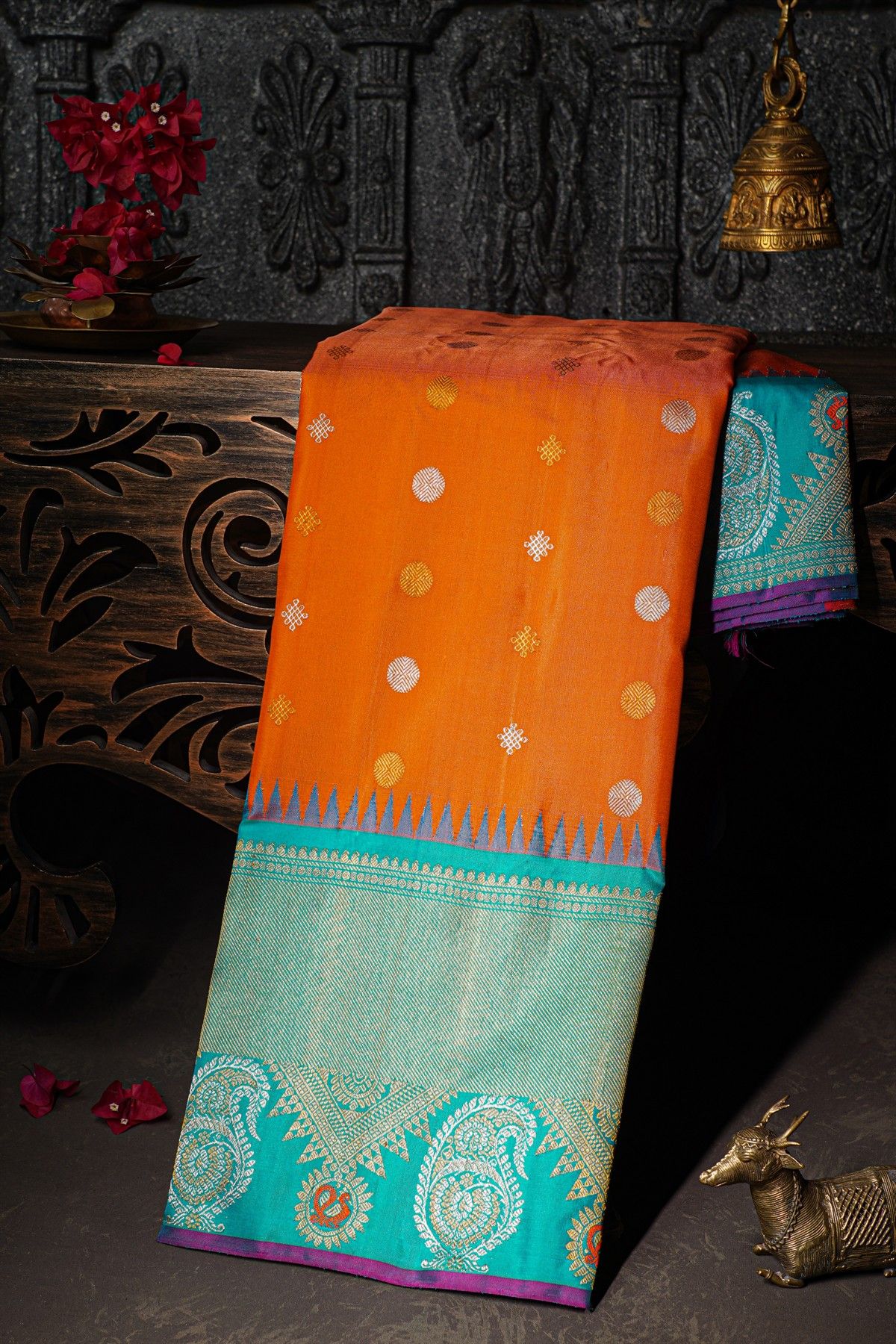 Gadwal Silk Orange Saree
