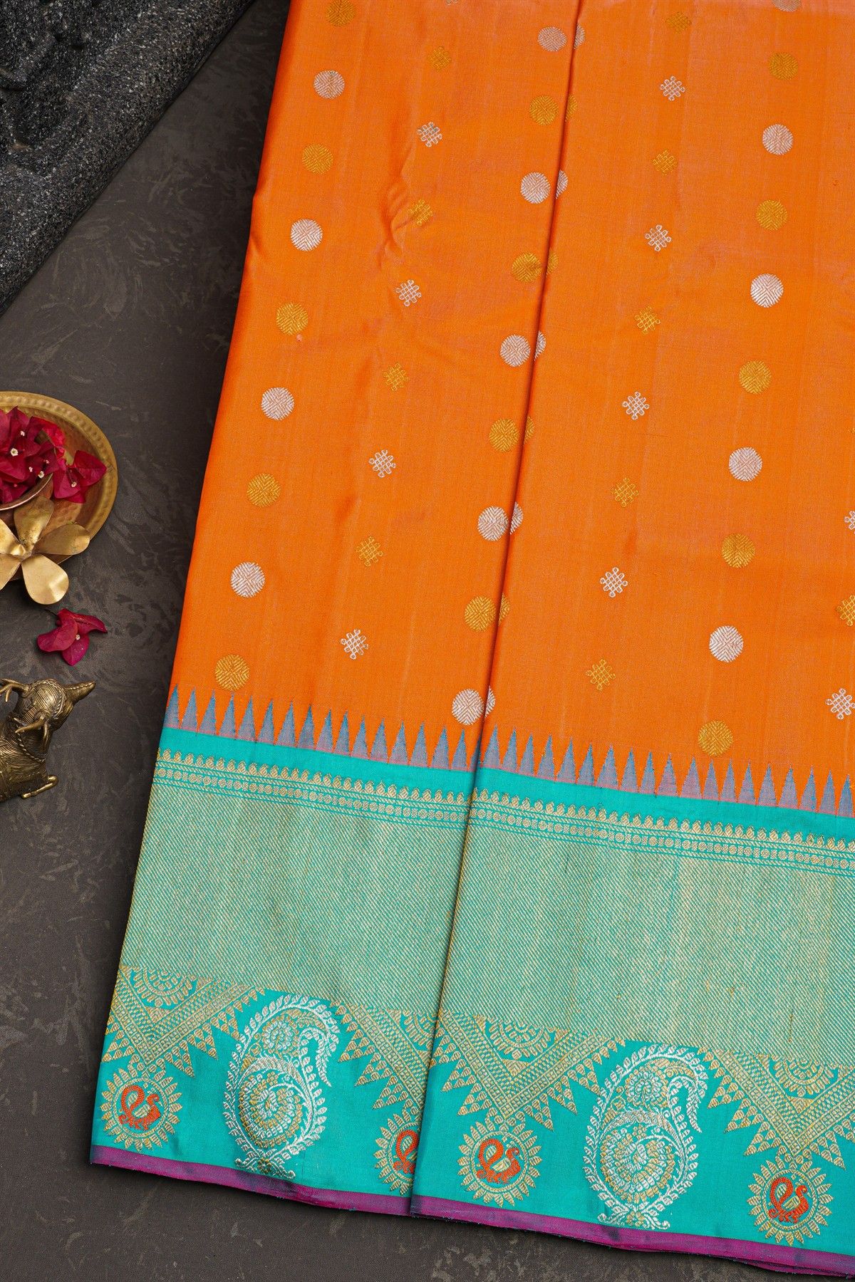 Gadwal Silk Orange Saree