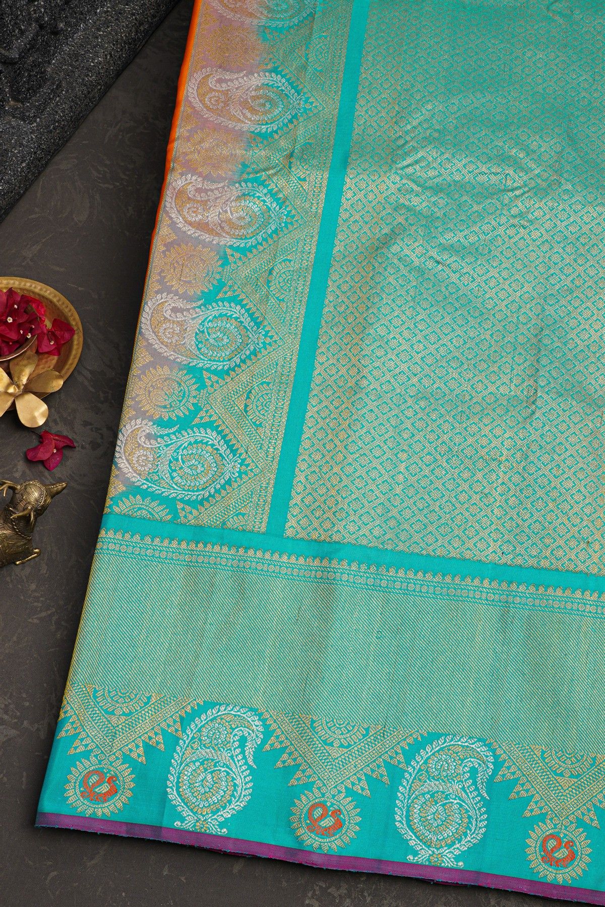 Gadwal Silk Orange Saree