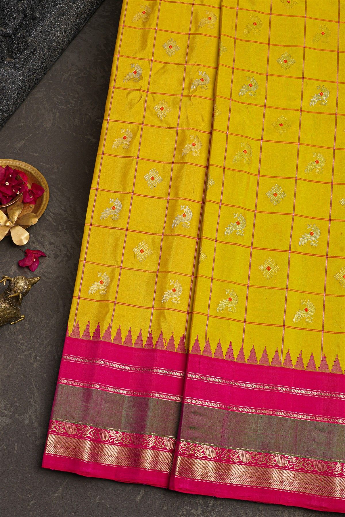 Gadwal Silk Yellow Saree
