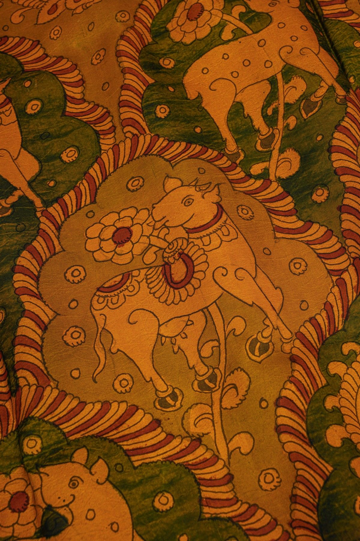 Kalamkari Silk Mustard Saree