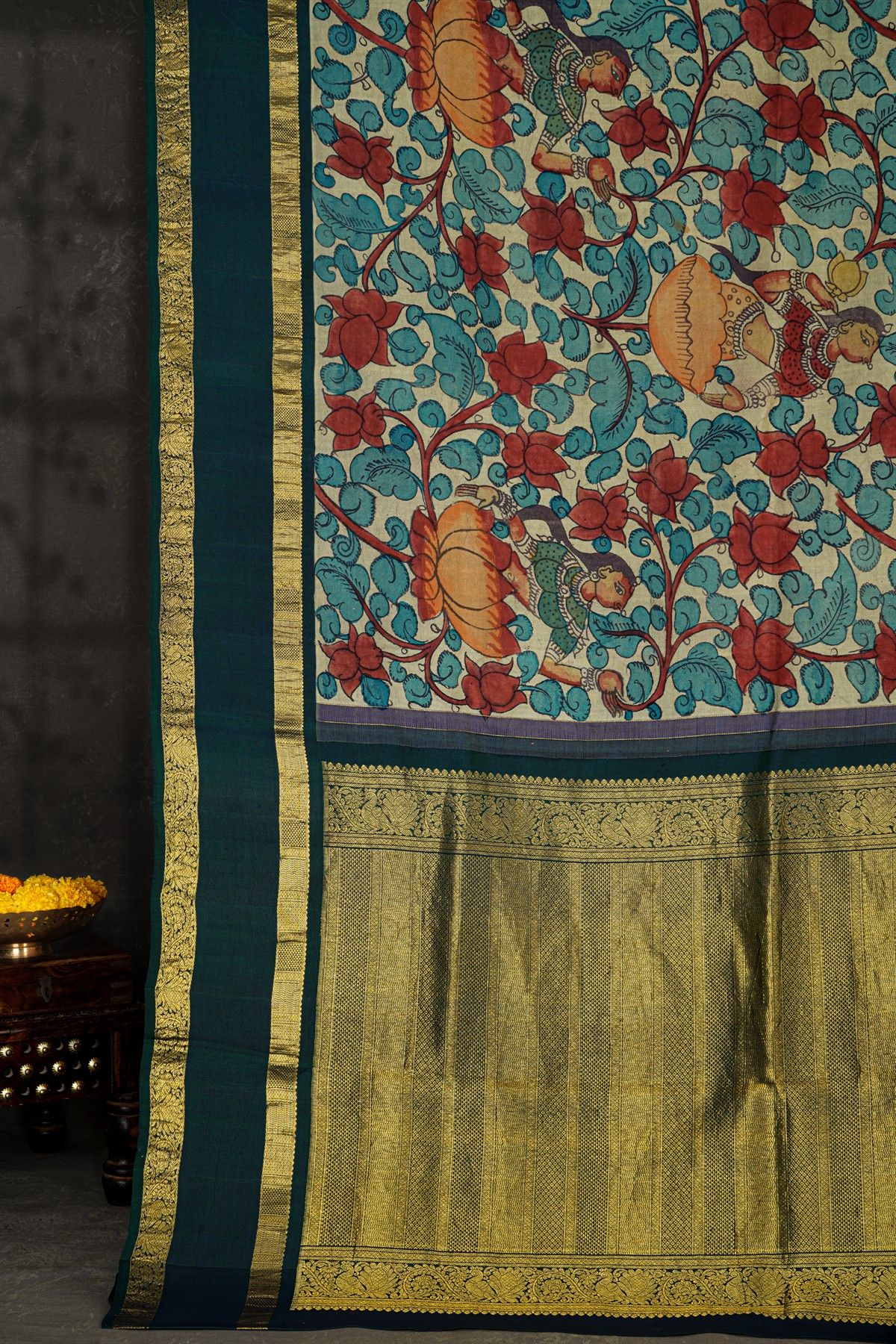 Kalamkari Silk Cream Saree