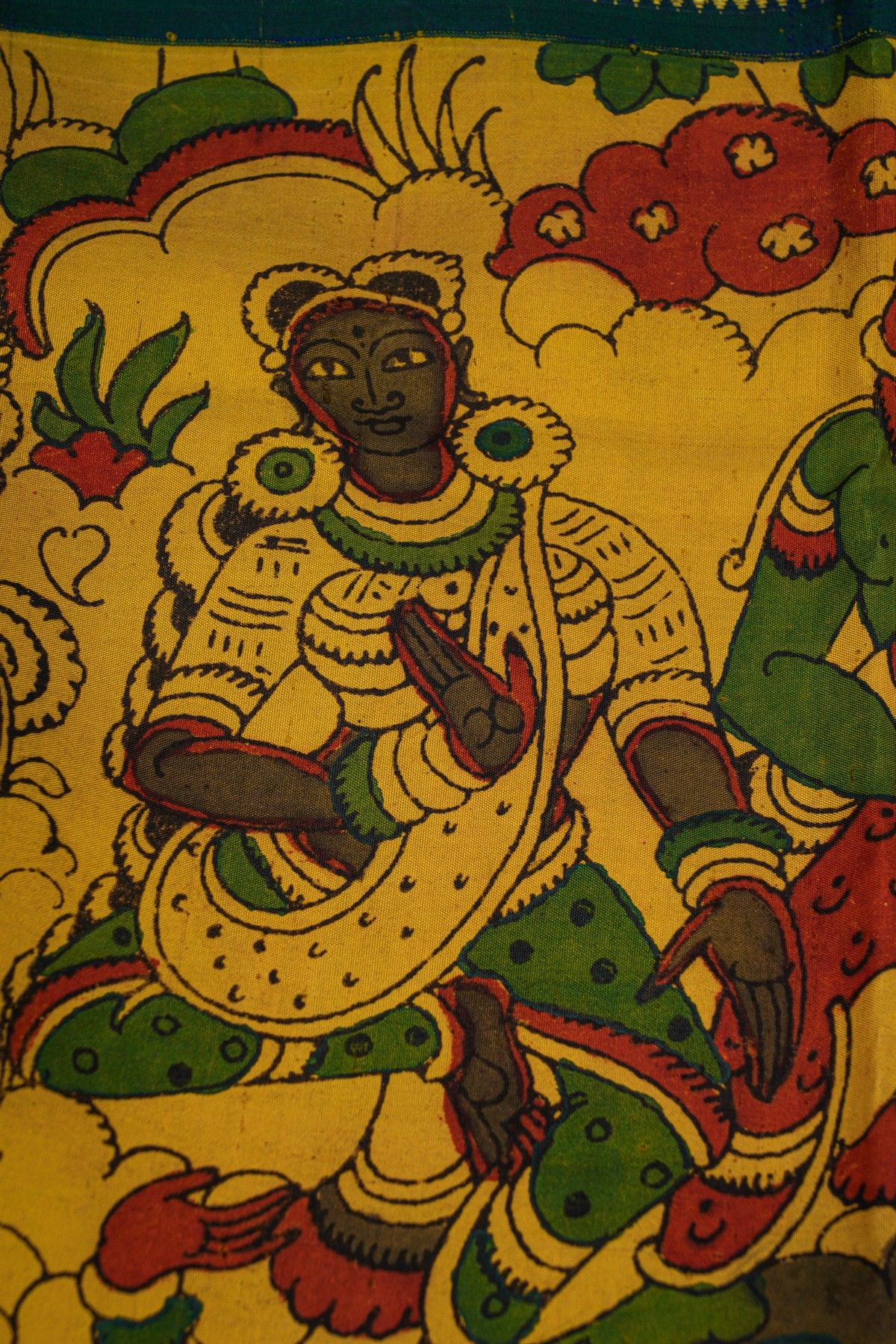 Kalamkari Silk Yellow Saree