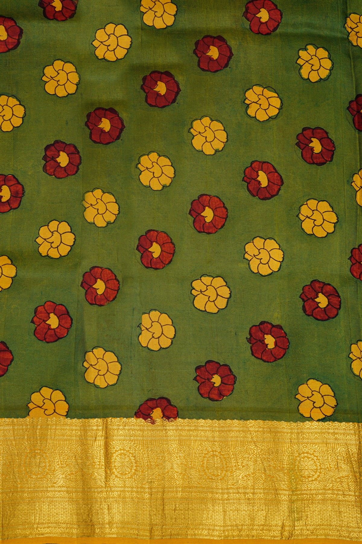 Kalamkari Silk Sea Blue Saree