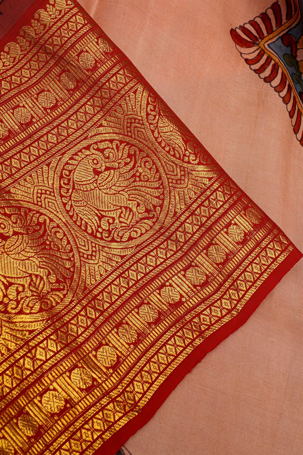 Kalamkari Silk Light Peach Saree