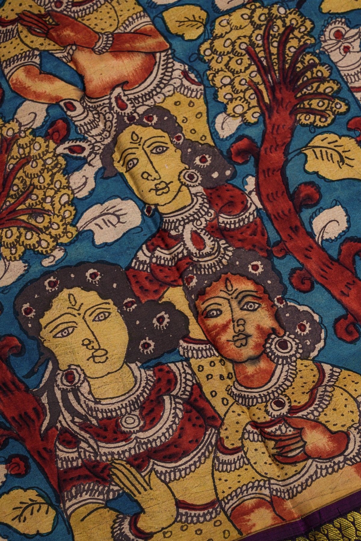 Kalamkari Silk Blue Saree
