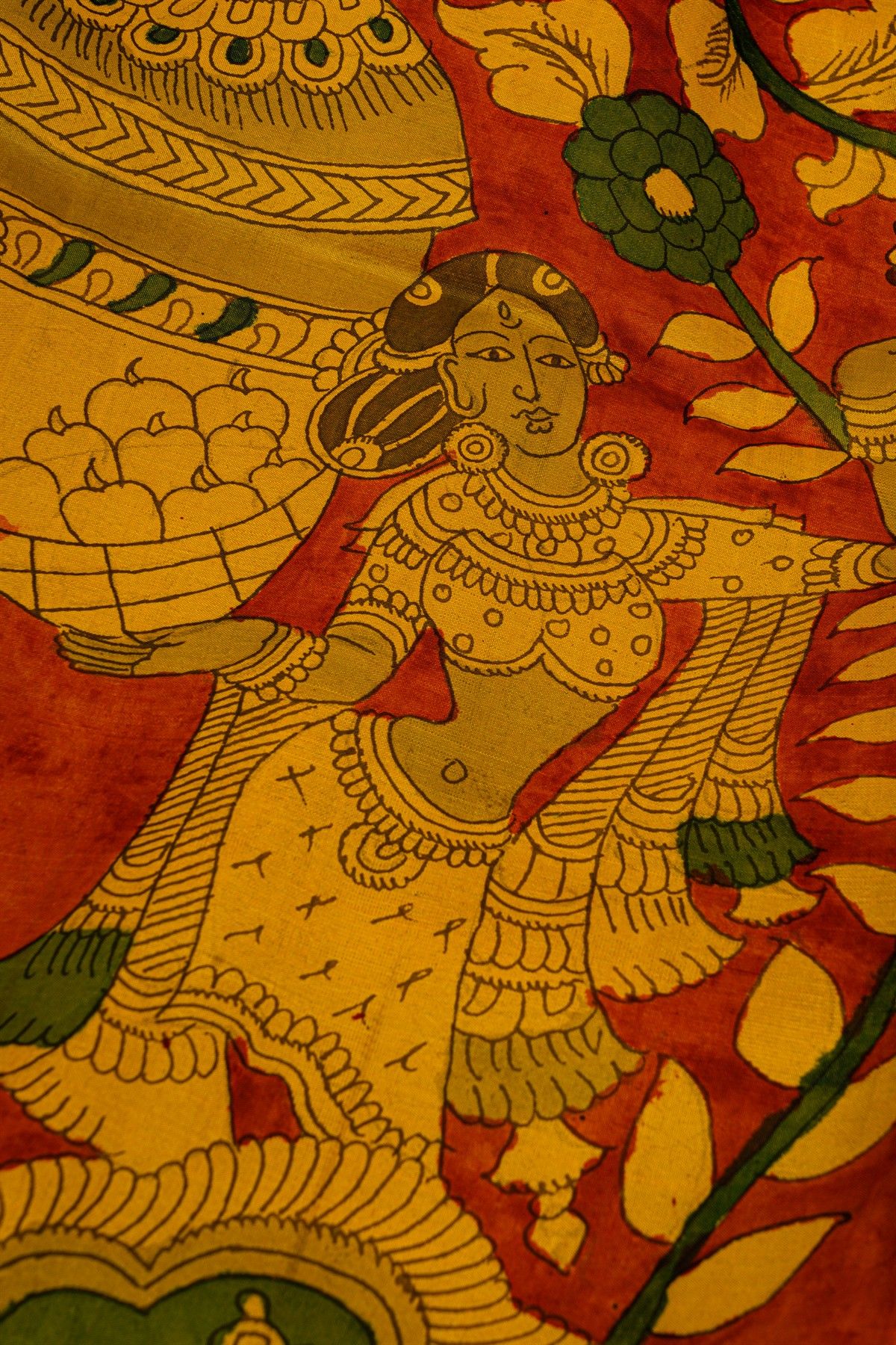 Kalamkari Silk Red Saree