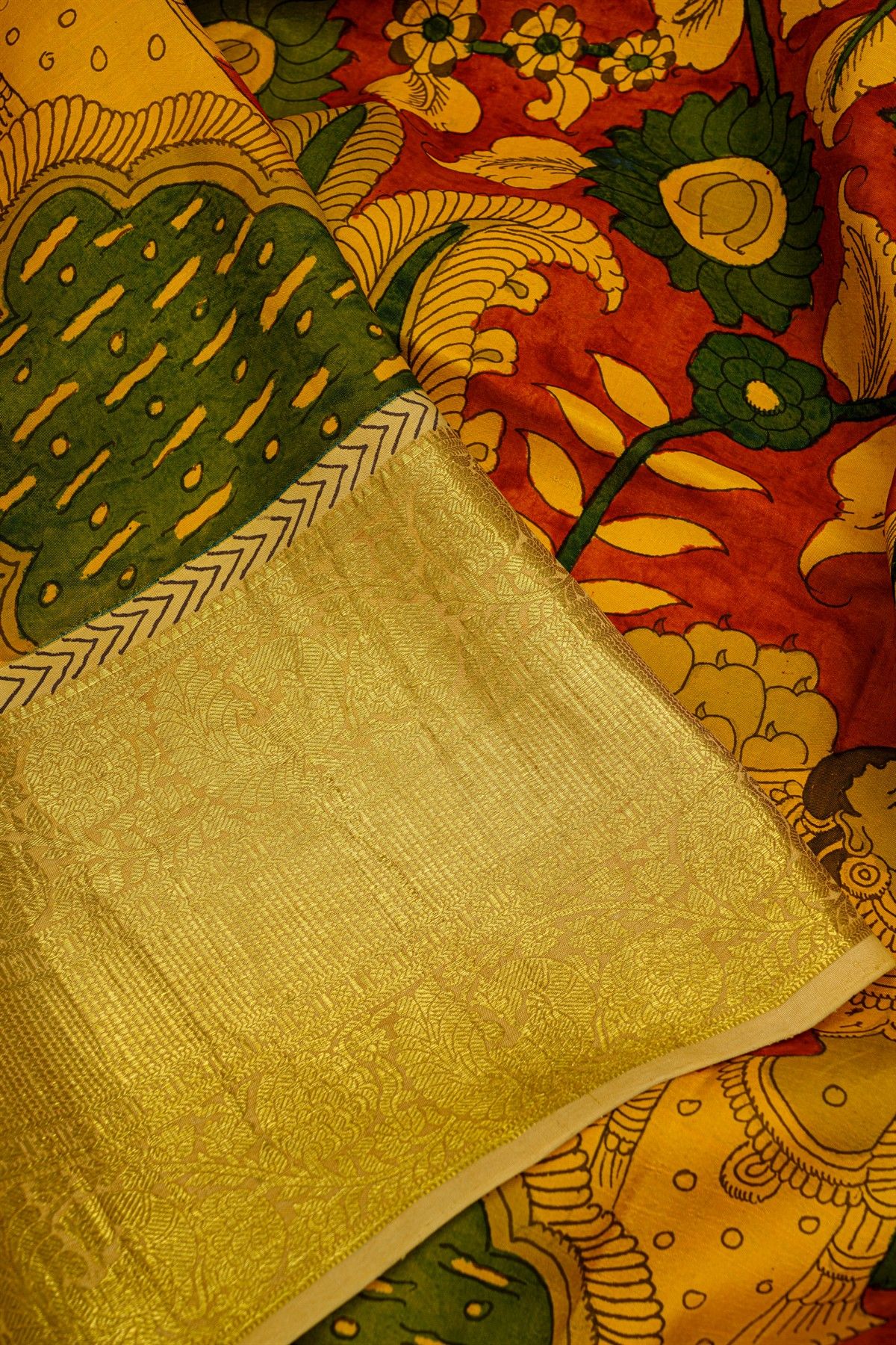 Kalamkari Silk Red Saree