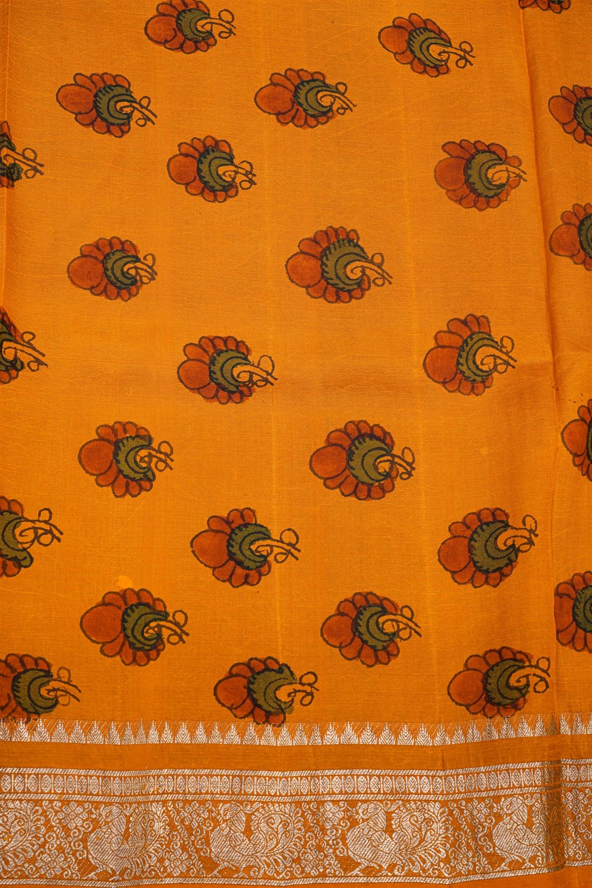 Kalamkari Silk Mustard Saree