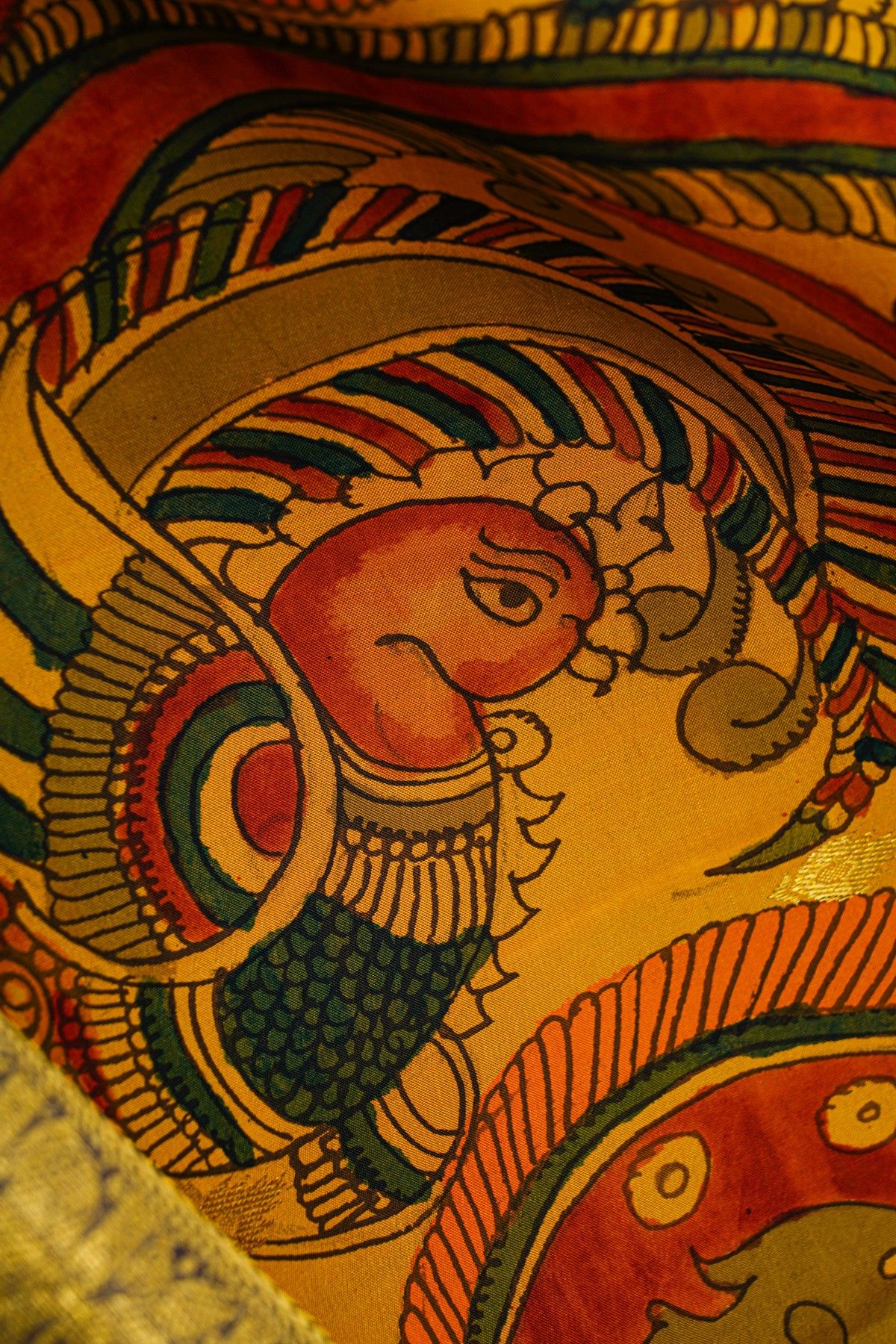 Kalamkari Silk Mustard Saree