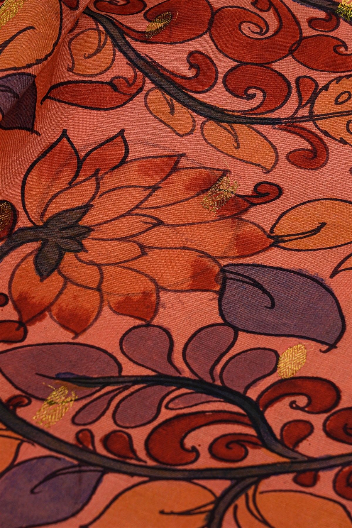 Kalamkari Silk Peach Saree