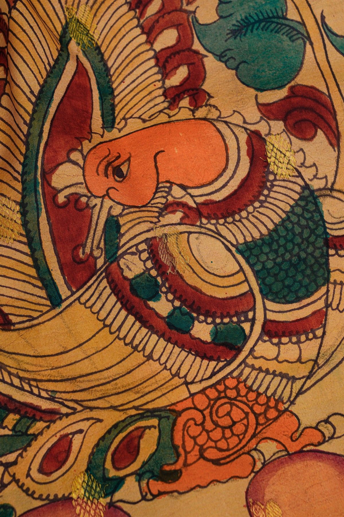 Kalamkari Silk Cream Saree