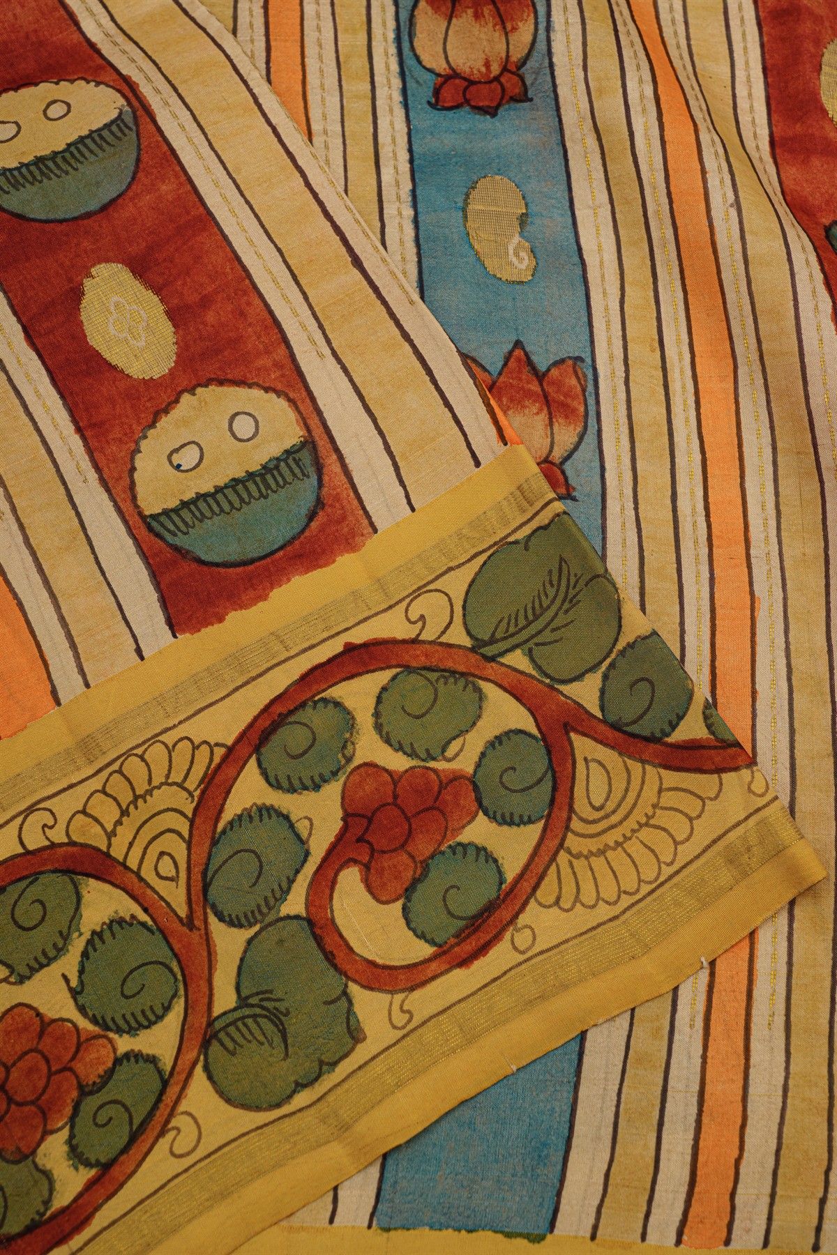 Kalamkari Silk Multi Colour Saree