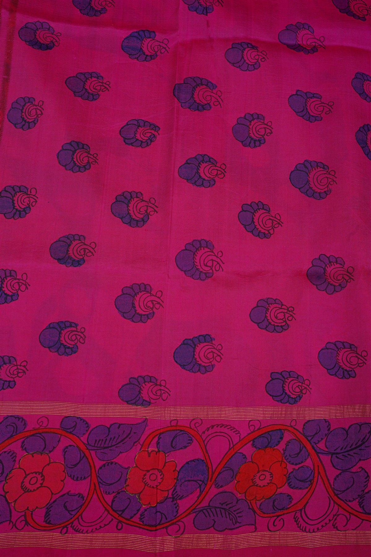 Kalamkari Silk Dual Colour Saree