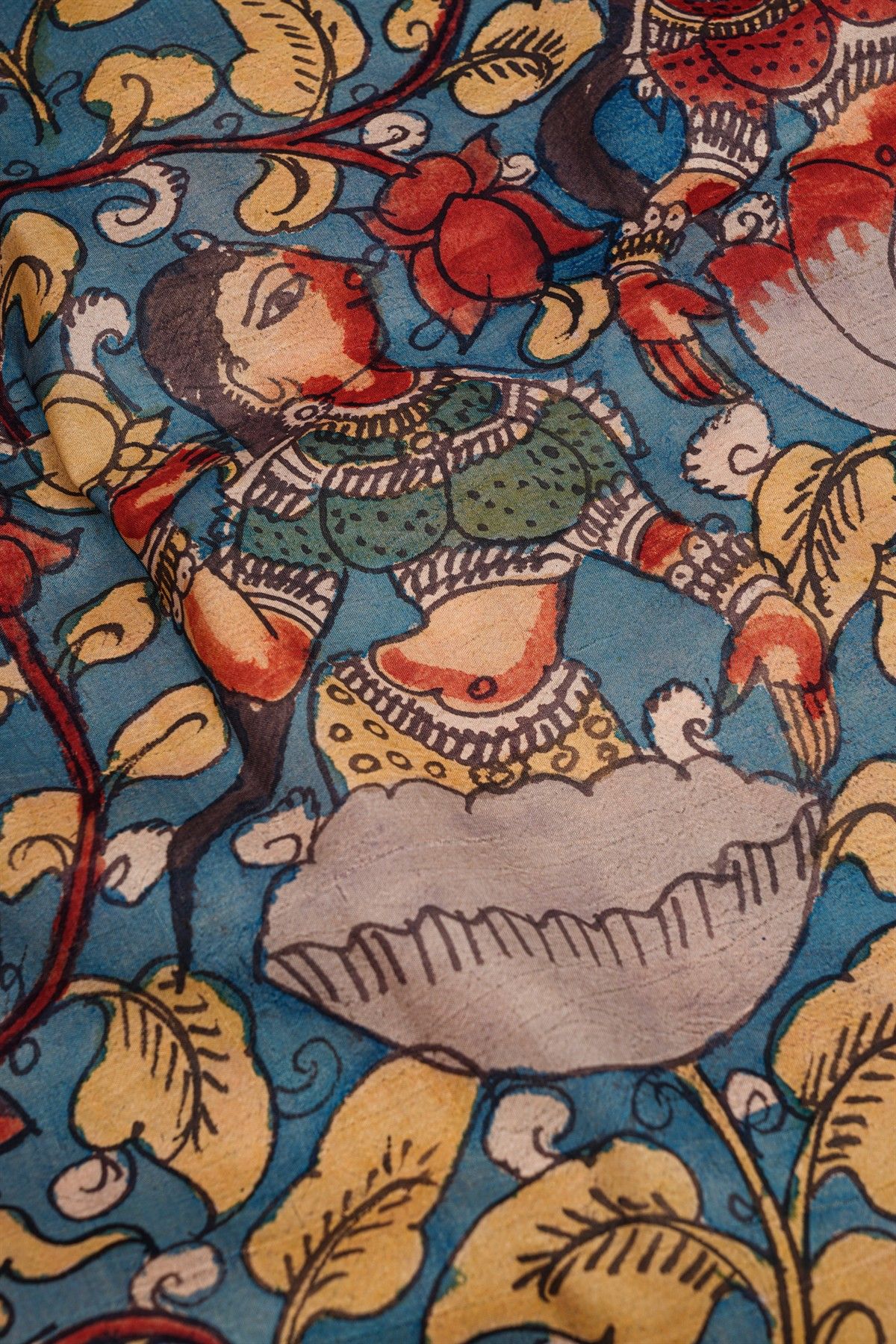 Kalamkari Silk Sea Blue Saree